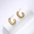 U-förmige goldene Edelstahl-Ohrringe mit gravierten Sternmustern und 18K-Finish - Sternenmuster C-Form (25#)