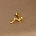 Vergoldeter Wellen-Ohrstecker mit Zirkonia und sicherem Schraubverschluss-Kugelende - Schlangenform / Gold