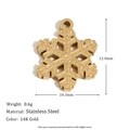 Polished 14K gold-plated stainless steel snowflake charm pendant with dimensions - Christmas Gold Snowflake-2