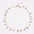 Golden stainless steel necklace featuring colorful daisy pendants with enamel finish - Colorful Enamel Daisy Curved Tube Necklace