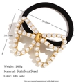 18K gold plated stainless steel butterfly hair tie with white pearls and elastic band - Butterfly Shape Hair Tie (Gold)