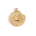 Retro 14K gold plated stainless steel Cancer zodiac pendant with embossed crab design - Zodiac Pendant-Cancer