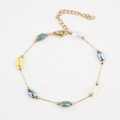 Gold chain bracelet with multicolored rectangular faceted beads and lobster clasp - Multicolor Rectangular Bead Bracelet
