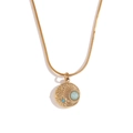 18K gold plated stainless steel compass pendant necklace with blue crystal birthstones - Twelve Birthstones Celestial Compass Rhinestone Necklace - Gold
