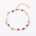 Golden chain bracelet featuring colorful enamel stars and hearts with adjustable clasp - Colorful Enamel Star Heart Bracelet