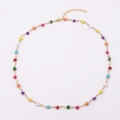 Gold chain necklace with colorful enamel heart and star charms with lobster clasp - Colorful Enamel Star Heart Necklace