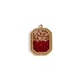Rechthoekige 18K vergulde hanger met tweekleurige pavé kristallen in champagne en rood - Achtkantige Gesplitste Rode Strass Hanger-Goud