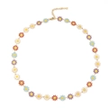 Colorful enamel daisy flower necklace with adjustable gold-plated stainless steel chain - Multicolor Daisy Flower Necklace
