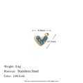 Mini 18K gold-plated stainless steel heart pendant with blue crystals and dimensions - Mini Zircon Heart Pendant - Gold - Blue Stone