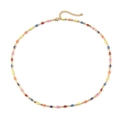 Colorful enamel bead stainless steel necklace with gold finish and adjustable clasp - Multicolor Marquise Enamel Necklace