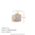 Mini rectangular 14K gold pendant with micro-set white zircon and dimensions 9.4x11.8mm - Small Sugar Cube Clay Rhinestone Pendant - Gold