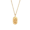 Gold Leo zodiac necklace featuring an oval pendant with embossed lion and zircon accents - Zirconia Oval Zodiac Necklace - Leo