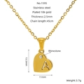 Vergoldete Edelstahl-Herzkette mit Buchstabe A Ausschnitt und glänzendem Strassstein - Buchstabe A