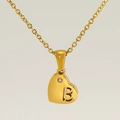 Collana dorata a cuore con lettera B traforata e piccolo zircone brillante incastonato - Lettera B