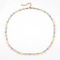 Gold chain necklace with colorful enamel butterfly charms and adjustable lobster clasp - Multicolor Enamel Butterfly Necklace