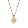 Gold plated zodiac necklace featuring a Saturn relief pendant set with sparkling crystals - Round Zirconia Tarot Necklace - Gold - Universe