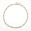 Multicolor enamel chevron choker necklace with gold metal base and adjustable link chain - Multicolor Leaf Splicing Necklace