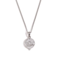 Silver zodiac necklace with round lotus hand relief pendant and small rhinestones - Round Zirconia Tarot Necklace - Steel Color - Flower