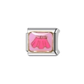 Détail d'un maillon de charme italien avec motif jupe rose sur acier inoxydable - Style Robe Rose Vif (Y101)