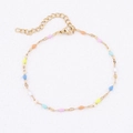 Golden stainless steel anklet with multi-color oval drip oil charms and adjustable chain - Multicolor Oval Enamel Bracelet