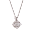 Silver zodiac pendant necklace with embossed hands, star, and gemstones on an O-chain - Round Zirconia Tarot Necklace - Steel Color - Hands