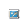 Détail du charm en acier inoxydable avec motif de raquette et balle de tennis en émail bleu - Style Raquette de Tennis (Y103)