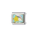 Détail du charm modulaire italien avec étoile et nuage en émail sur maillon en acier inox - Style Étoile et Nuage (Y106)