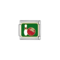 Détail du maillon italien en acier inoxydable avec motif bowling vert et quille - Style Bowling (Y109)