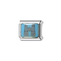 Détail du charm modulaire en émail bleu clair avec motif télescope noir sur acier inoxydable - Style Télescope (Y123)