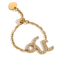 Adjustable 18K gold plated chain ring with zircon letter A and heart charm - Adjustable Zodiac Ring - Capricorn