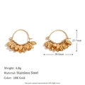 Hammered 18K gold plated stainless steel drop earrings with round sequin pendants - Hammered Disk Drop - Gold