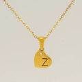 Collier cœur en acier plaqué or 18K avec lettre Z et petit détail diamanté - Lettre Z