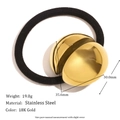 Minimalist 18K gold-plated stainless steel eggshell hair tie with black elastic band - Eggshell Style (Gold)