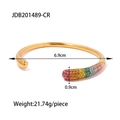 18K gold plated bangle with colorful gradient crystals and sleek opening, 6.9cm diameter - Rainbow Rhinestone Gradient Open Style (JDB201489-CR)