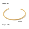 18K gold plated titanium steel bangle with twisted texture and open C-shape design - Gold Twisted Texture Style (JDB201281)