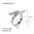 Silberner gekreuzter Ring mit Diamant, verstellbares Design aus 18k Edelstahl für Damen - Kreuz Umwickelter Einzelner Strassring (JDR2401002-S) / Silber