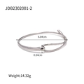 Polished silver titanium steel bangle with interlocking hook, 6.84cm diameter and 0.54cm width - Silver Minimalist Hook Style (JDB2302001-2)