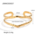 18K gold plated hammered metal double-layer open bangle bracelet for women - Gold Hammered Double Layer V-Shape Style (JDBW2305027)