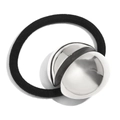 Sleek silver eggshell metal hair tie with black high-elastic band for women - Eggshell Style (Steel Color)