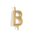 DIY letter B charm pendant in 18K gold plated stainless steel with double rings - Letter B / Gold