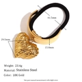 Golden heart hair tie with liquid texture design and black elastic band accessory - Textured Heart Pendant Hair Tie (Gold)