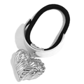 Silver liquid metal heart pendant on elastic hair tie with vintage 18K gold finish - Textured Heart Pendant Hair Tie (Steel Color)