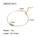 Detail eines 18K vergoldeten Edelstahlarmbands mit Zirkon-Steinen und Maßen - Fünf Weiße Zirkonia Goldarmband (JDB2012615)