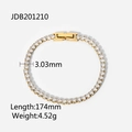 Detailansicht eines 3,03 mm vergoldeten Tennisarmbands mit funkelnden Zirkonia-Steinen - Runder Weißer Zirkonia Tennisarmband (JDB201210)