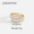 Anillo envolvente de oro de 18K con circonitas baguette y redondas, modelo JDR201704 - Ajustable / Estilo Envolvente de Múltiples Filas (JDR201704)