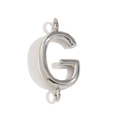 Polierter silberner Buchstabe G Anhänger aus Edelstahl mit zwei Ringen für DIY-Schmuck - Buchstabe G / Stahlfarben