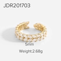 Anillo ajustable de oro de 18 quilates con doble fila de circonitas blancas - Ajustable / Estilo Tejido Incrustado de Marquesa (JDR201703)