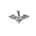 Pendentif cœur en acier inoxydable argenté avec un design d'ailes d'ange réaliste - Cœur Ailé (XTS02) / Acier