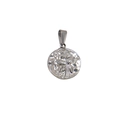 Pendentif rond en acier inoxydable argenté avec motif de rose en relief 3D - Rose Ronde (XTS07) / Acier