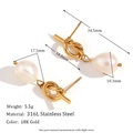 Boucles d'oreilles vintage en acier inoxydable doré 18 carats avec nœud et perle - Clous d'Oreilles Perle Artificielle Nœud Doré